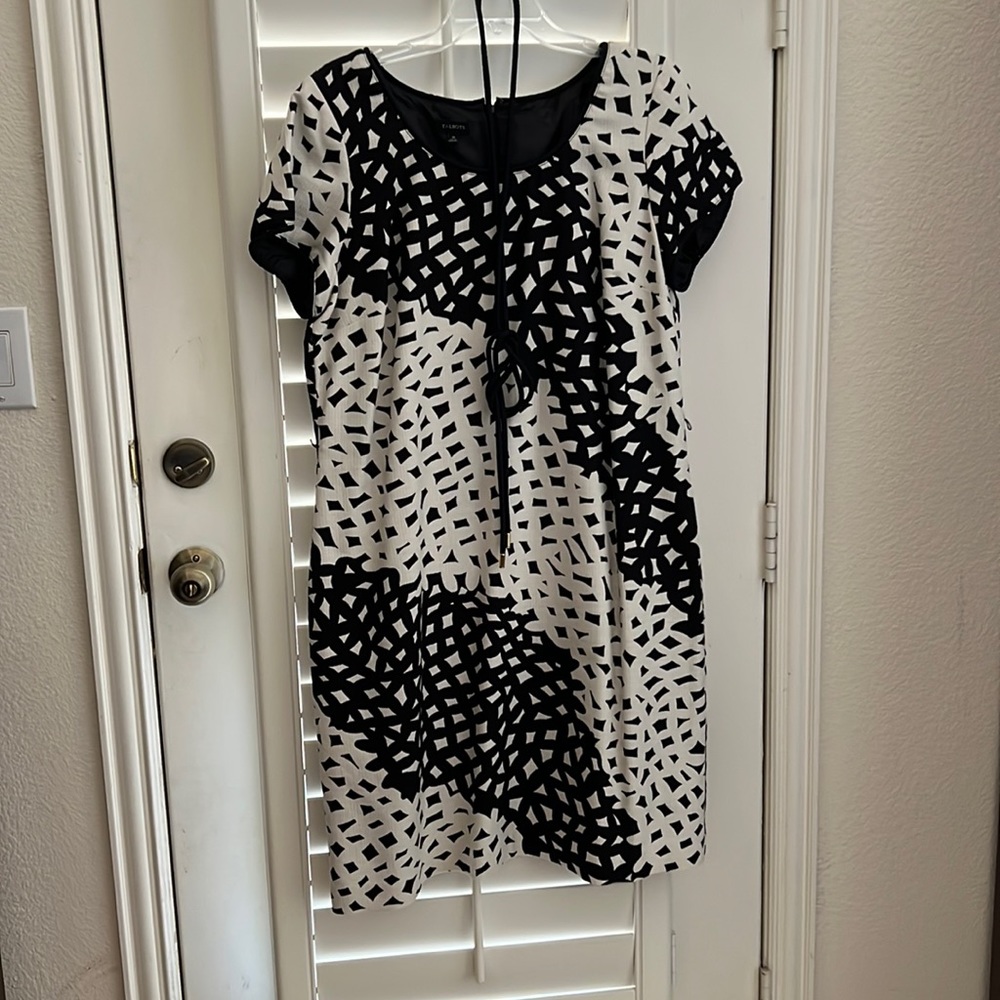 Talbots Shift with Corded Belt in Black/White pattern